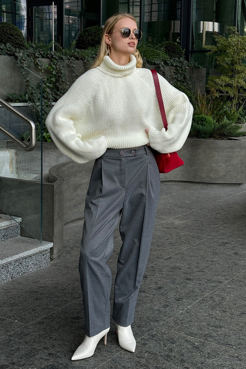 High Neck Loose Fit Knit Sweater