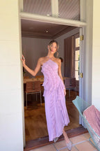 Elegant Neck Strap Ruffles Backless Floral Dress