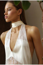 Halloween Lace Backless Halter Dress