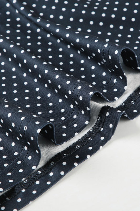 Black and White Polka Dot Sleeveless A-Line Mini Dress