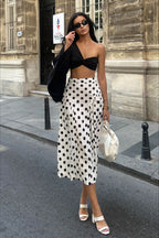 Polka Dot High Waist A-Line Skirt