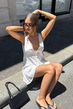 V Neck Sleeveless Boho Dress