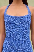 Elegant Knitted Sleeveless Floral Dress