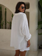 Long Sleeve Shirt Shorts Set Blouse