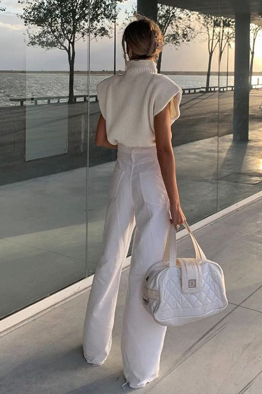 Vintage Turtleneck Short Sleeve Sweater