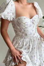 Floral Ruched Waist Mini Dress