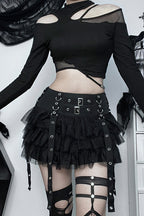 Gothic Tiered Hem Bodycon Skirt
