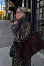 Leopard Print Long Trench Coat