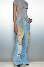 Distressed High Waist Denim Jeans