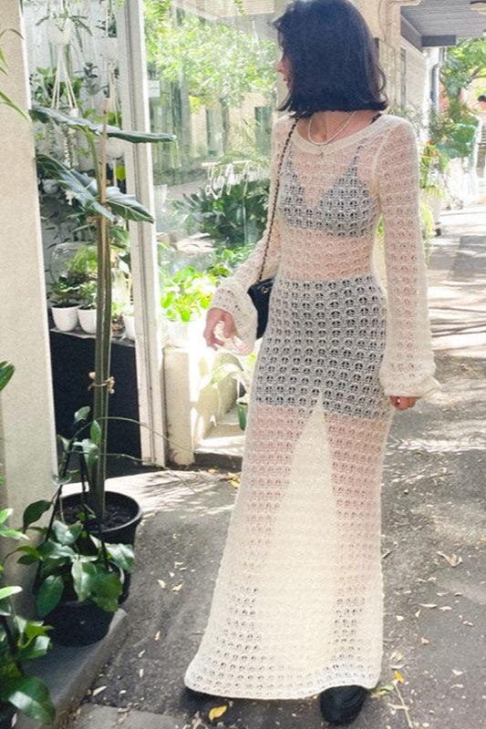 Backless Knit Beach Cover Boho Dress