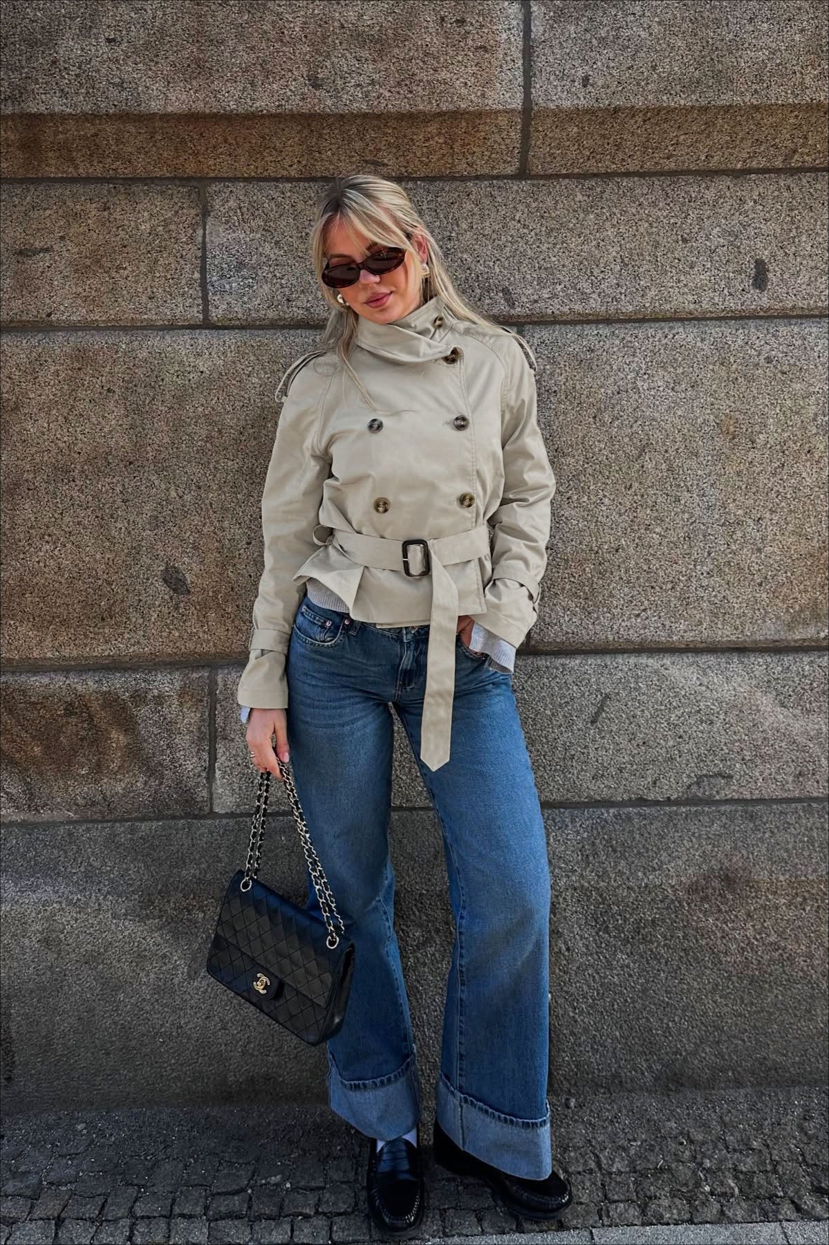 Stand Collar Belted Short Jacket