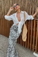 Elegant Satin Animal Print Skirt