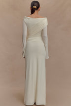 V-Neck Ruched Maxi Boho Dress