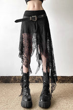 Gothic Lace Patchwork Maxi Skirt