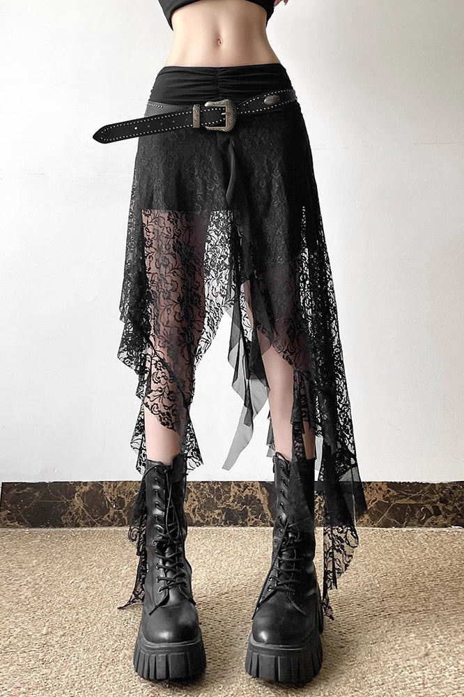 Gothic Lace Patchwork Maxi Skirt