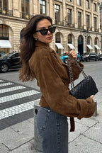 Belted Brown Suede Jacket