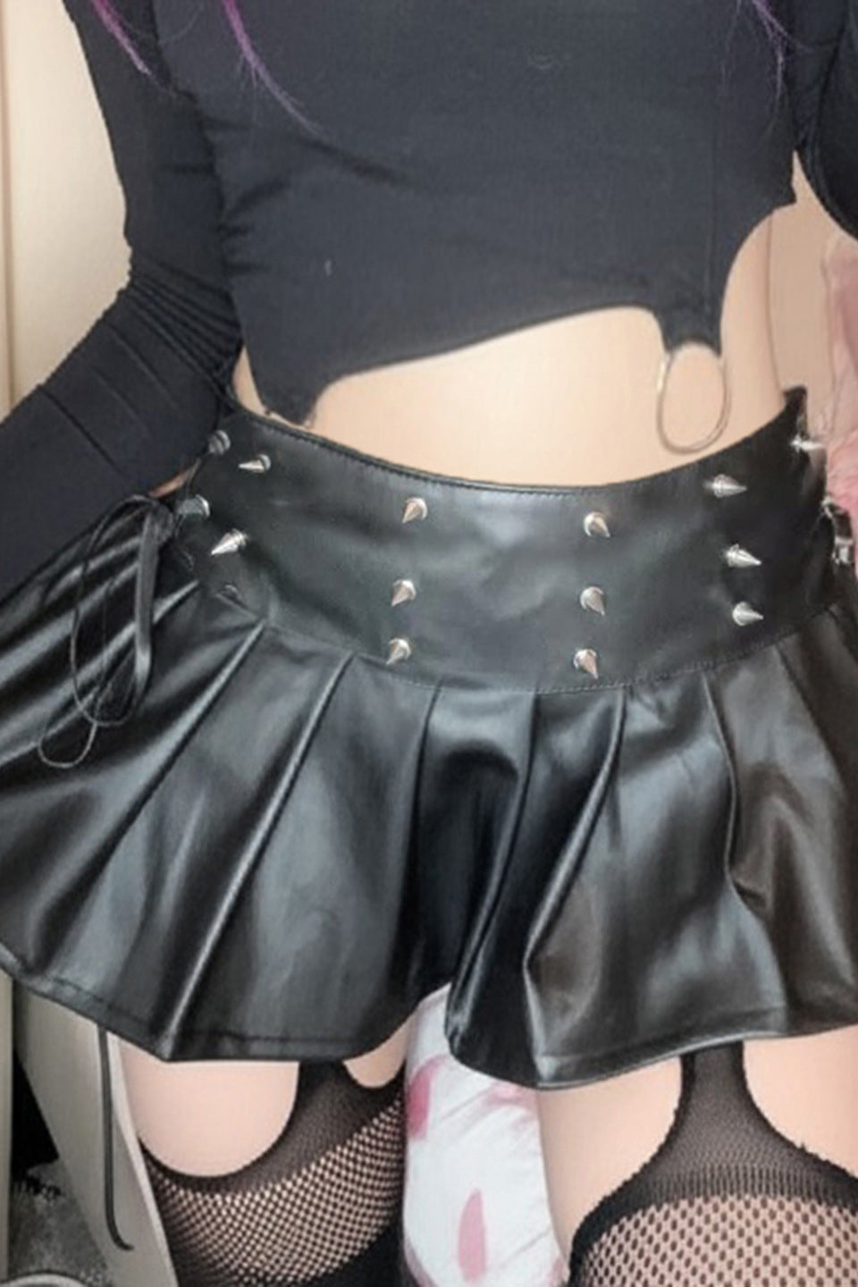 Punk Style Bow Patch Mini Skirt