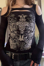 Gothic Graphic Hollow Out T-Shirt