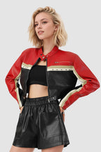 Cropped Moto Faux Leather Coat
