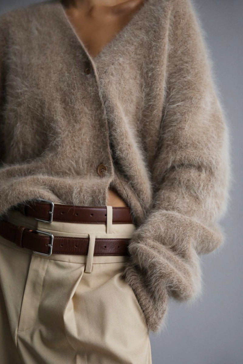 Faux Fur Loose Fit Long Sleeve Knit Cardigan