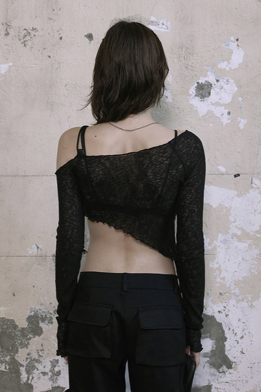 Asymmetrical One Shoulder Knit Top