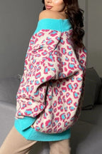 Leopard Print Knitted Long Sleeve Cardigan