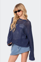 Sexy Hollow Knit Pullover Sweater