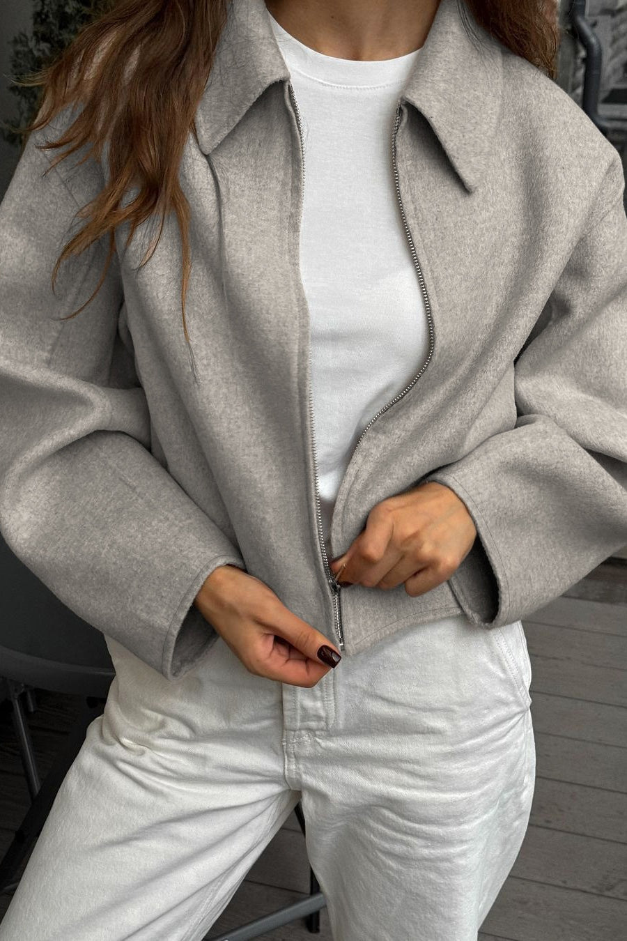 Loose Fit Brown Wool Jacket