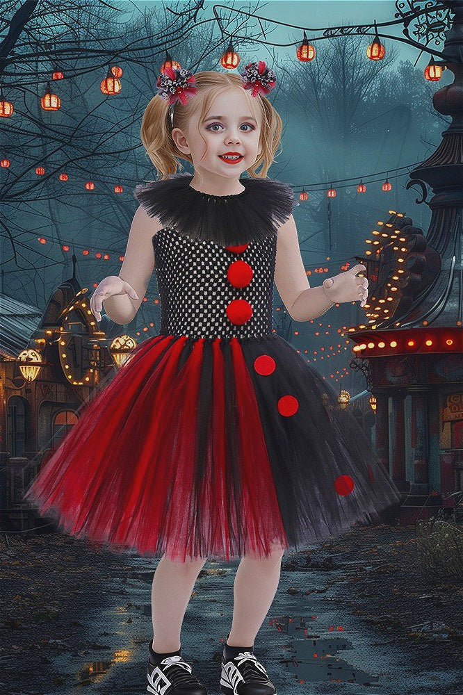 Red Clown Dress Kid Halloween Costume