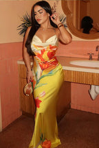 Sexy Lace-Up Backless Floral Dress