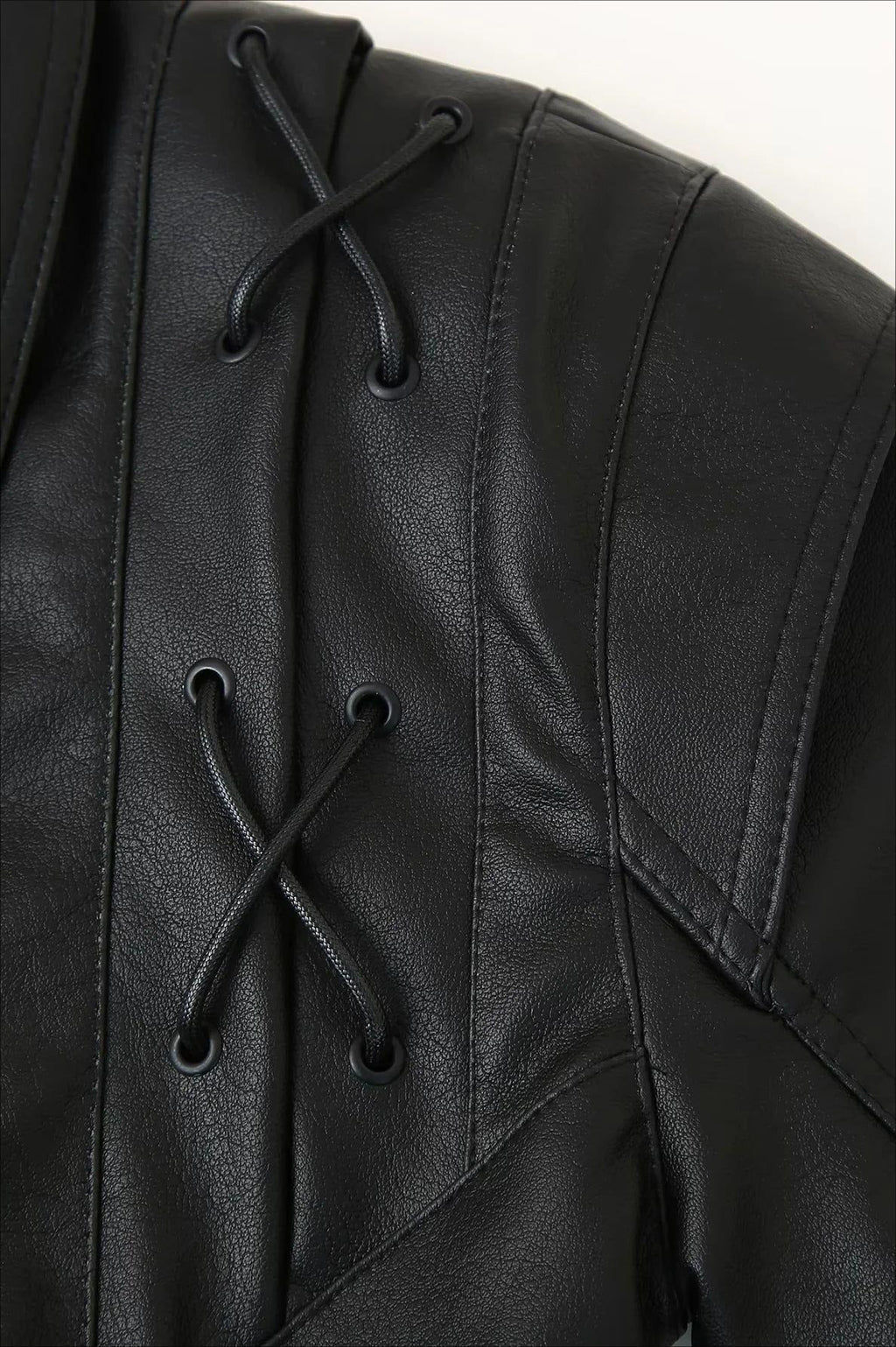 Vintage Belted PU Leather Jacket