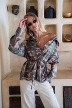 Camouflage Print Long Sleeve Blouse