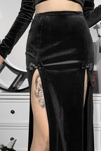 Punk Bow Slit High Waist Skirt