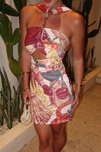 Metal Detail Strapless Mini Dress