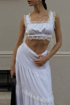 Casual Lace Panel Vacation Skirt