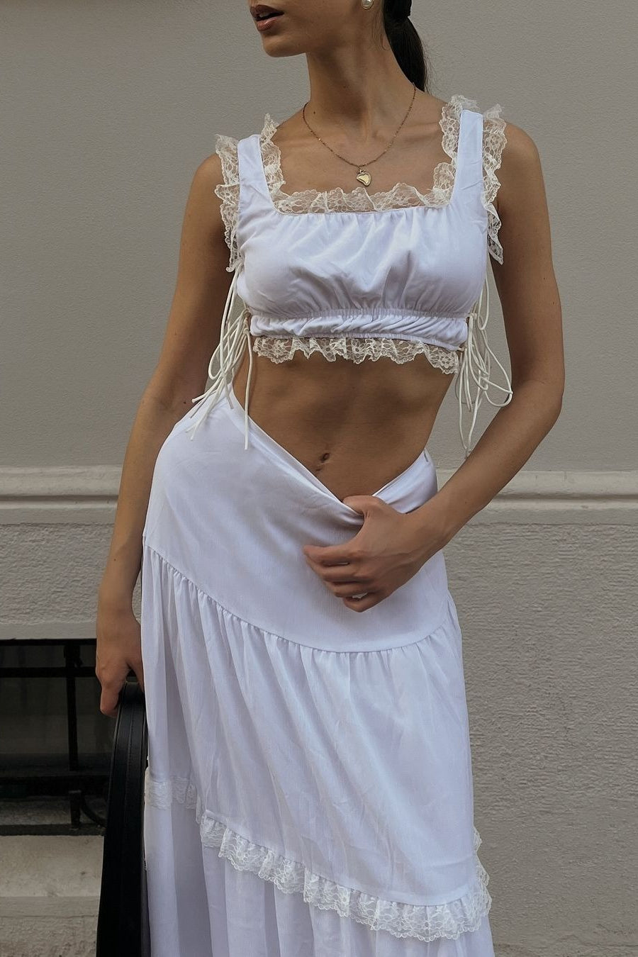 Casual Lace Panel Vacation Skirt