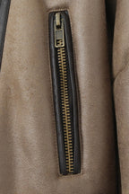 Vintage Patchwork Faux Suede Lapel Long Coat