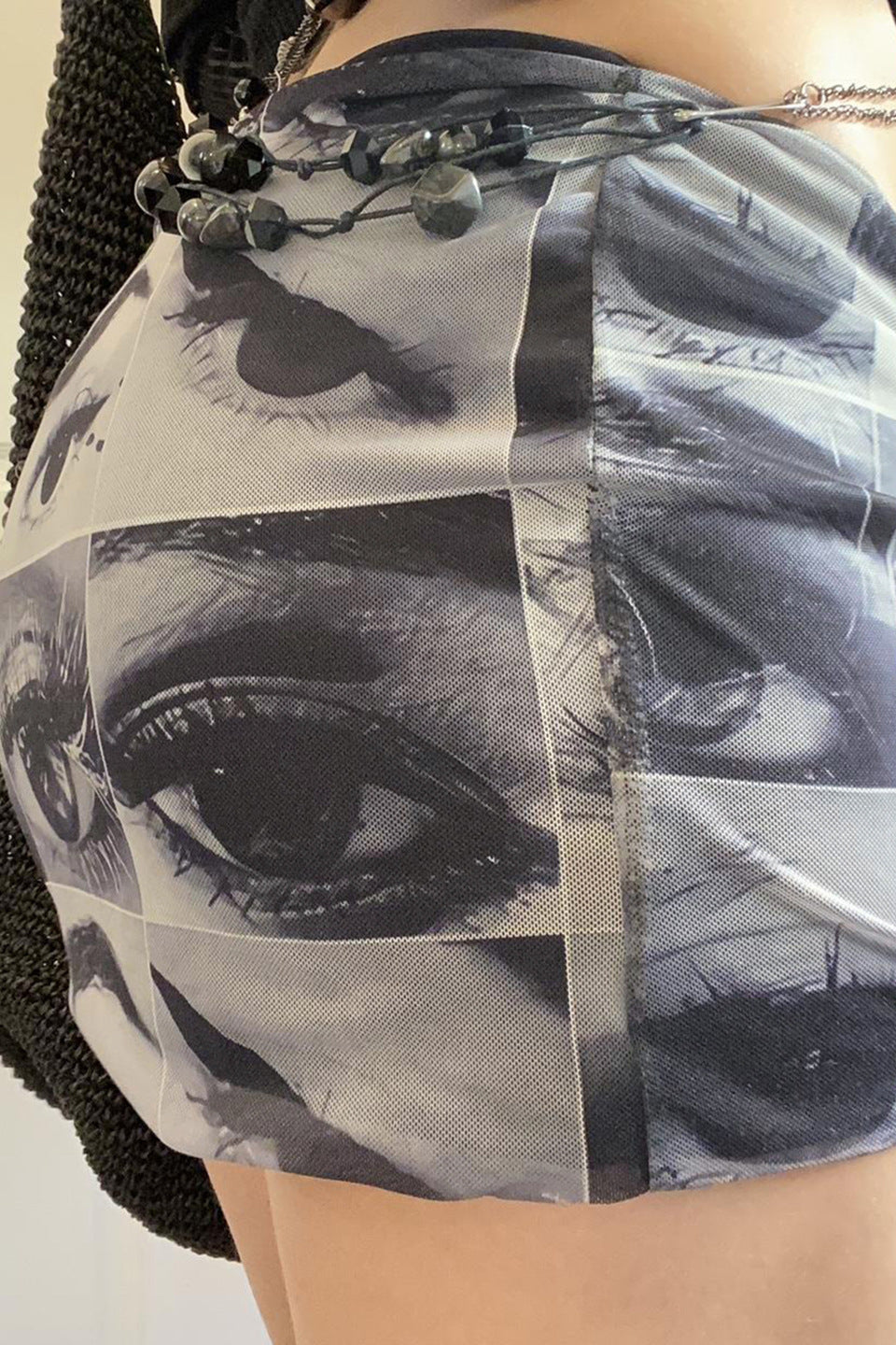 Y2K Mesh Patterned Slim Skirt