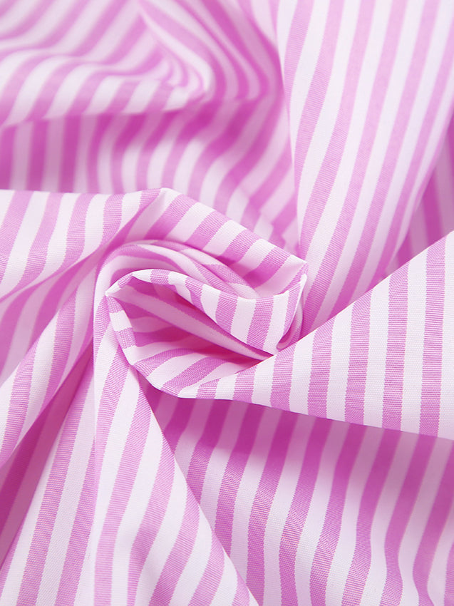 Striped Tie Waist Long Sleeve Blouse