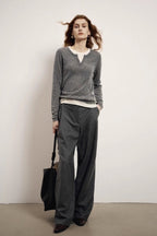 Wool Blend Layered Look Blouse