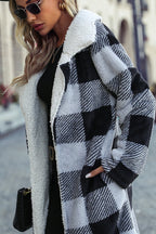 Lapel Plaid Open Front Coat