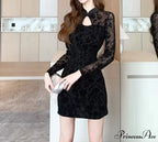 Fab Flocked Stylish Velvet Mini Dress