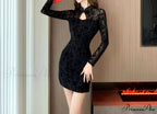 Fab Flocked Stylish Velvet Mini Dress