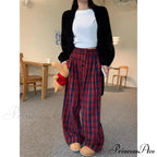 Fabric Checkered Retro Cold-Weather Trousers