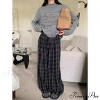 Fabric Checkered Retro Cold-Weather Trousers