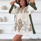 Fabric Cotton Floral Bohemian Dress