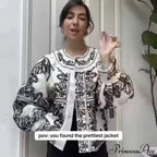 Fabric Flowery Stitch Lantern Sleeve Boho Jacket