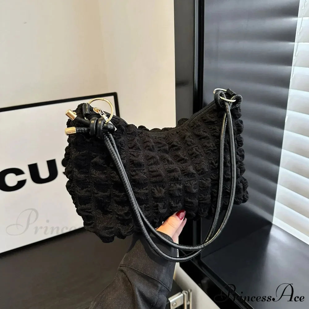 Fabric Folded Shoulder Padded Tote Bag