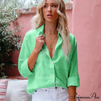 Fabric Linen Extended Sleeve Button-up Workplace Blouse