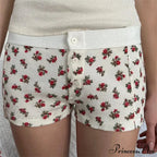 Fabric Pattern Button Sweatshort